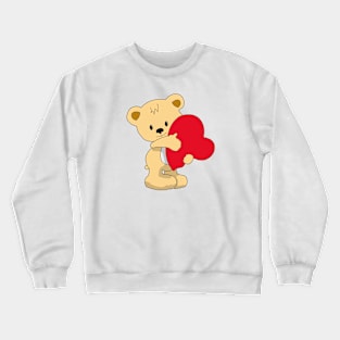 Teddy Bear hugging a big heart Crewneck Sweatshirt